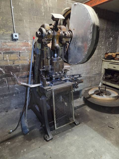 Front of the press with die and strip feed